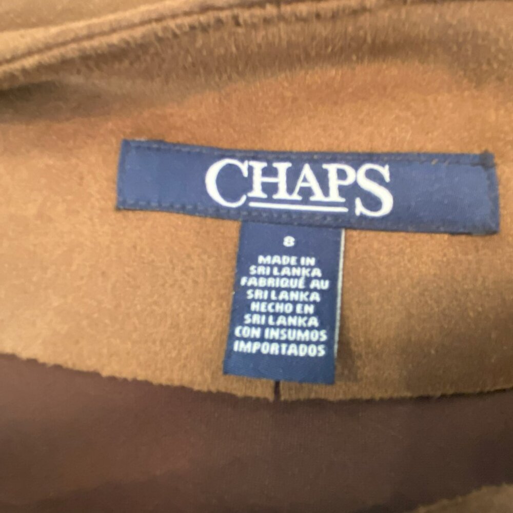 Chaps Faux Suede Midi Camel/Brown Skirt Size 8 - Picture 5 of 7